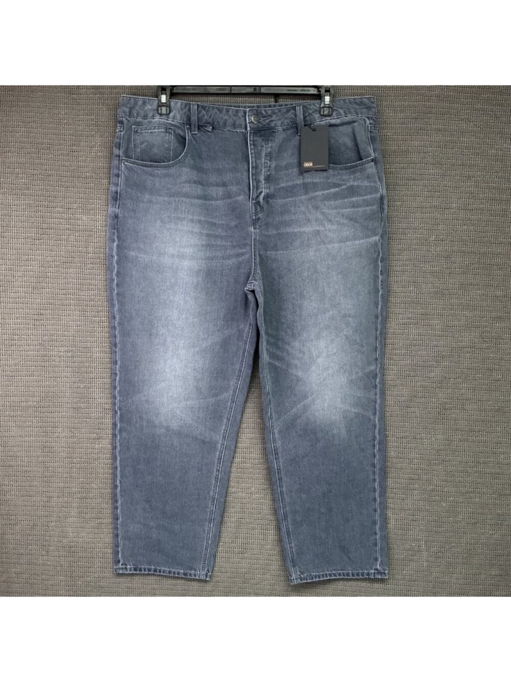 ASOS Men's Gray Relaxed Straight-Leg Jeans Size W38 L30 Cotton Denim Button Fly